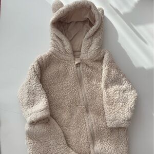 Newborn Cozy Bear Ear Sherpa Baby Onesie
